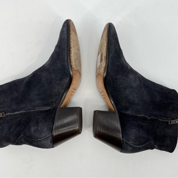 Isabel Marant Daken Suede Blue Western Embroidered Ankle Boots Size 38 EU 8US - Picture 4 of 8